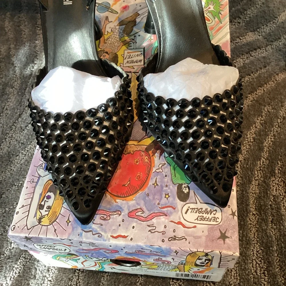 Jeffrey Campbell Shiner Slingback Rhinestone pointed toe pump size 9 Worn 1x - Picture 9 of 15